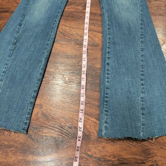 70s Flare Leg Whimsy Flower Y2K High waist Denim Jeans 27 - Picture 8 of 11